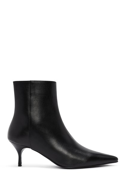 Women's Black Zippered Thin Heeled Leather Boots Af200013Dv