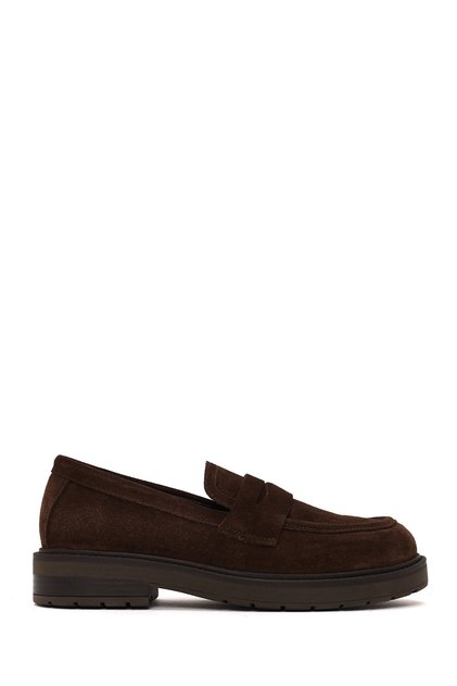 Women's Brown Suede Leather Masculine Loafer Af190003Ds