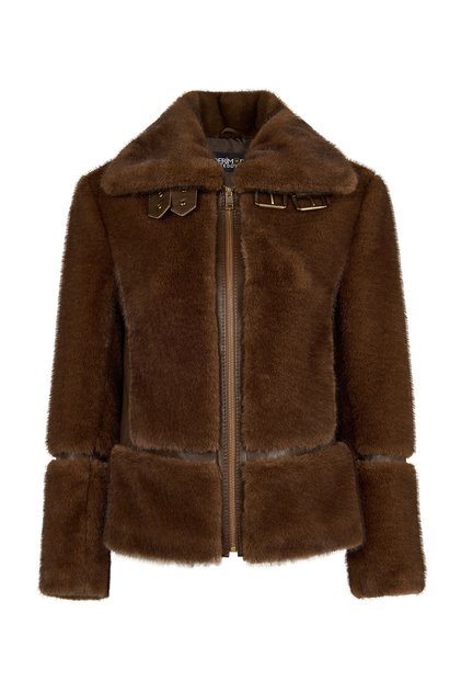Sevilla Women's Brown Turn-Down Collar Teddy Coat 26Wgp5034Ff