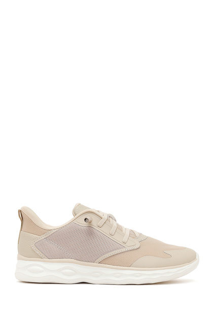 Zero Women's Beige Lace-Up Thick Sole Fabric Sneaker 26Pfe49526F