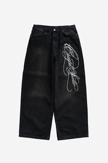 White Noise Chaos Script Barrel Jean Men's Trousers