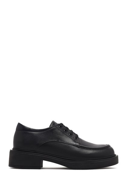 Women's Black Lace-Up Leather Casual Shoes Af450001Dv