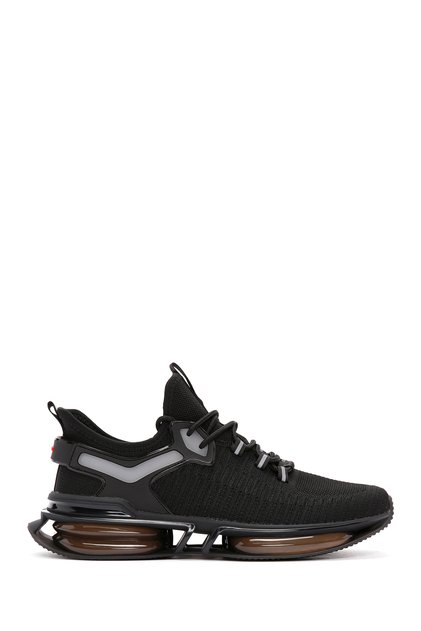 Zero Men's Black Lace-Up Thick Sole Fabric Sneaker 26Sfd69116F