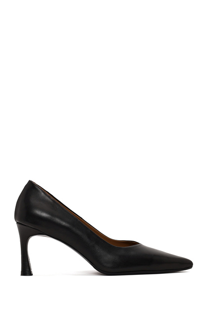 Women's Black Thin Heeled Leather Stiletto Af200017Dv