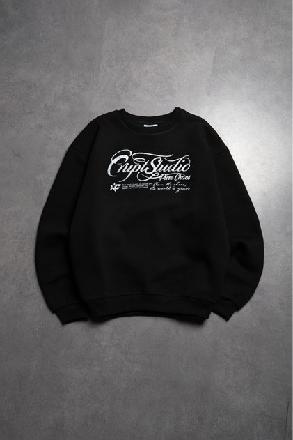 White Pure Chaos Oversized Black Men's Sweatshirt