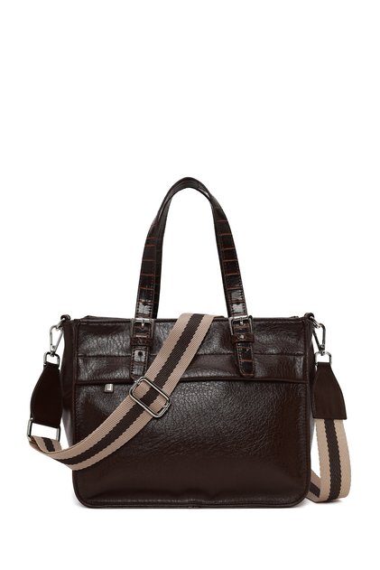 Women's Brown Long Strap Shoulder Bag Ab550002Sv