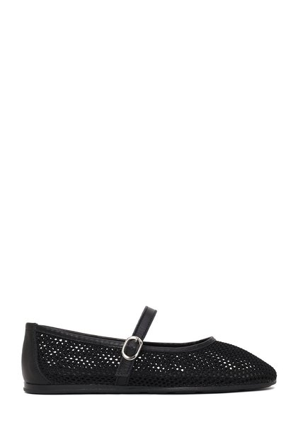 Women's Black Buckle Mesh Ballerinas 26Pfd37036F