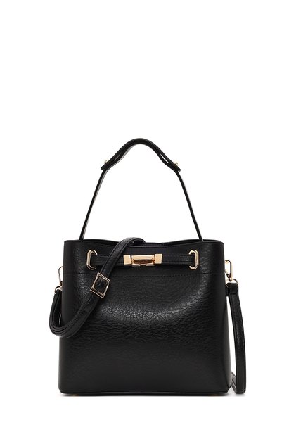Women's Black Long Strap Classic Shoulder Bag Wb500010Sv