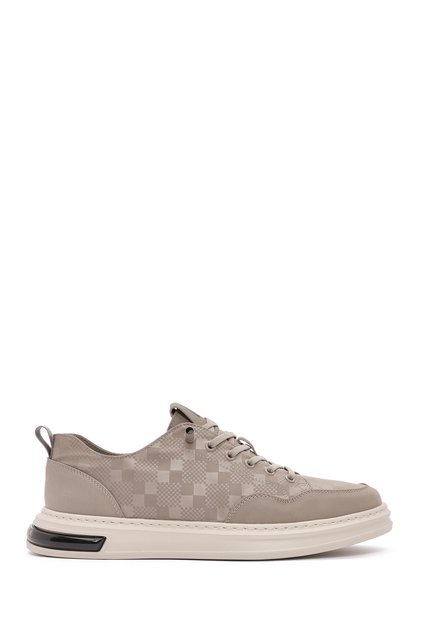 Men's Beige Lace-Up Patterned Fabric Sneakers 26SFD69326F