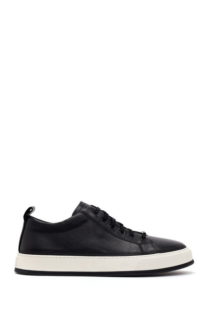 Men's Black Lace-Up Leather Sneaker Wm680060Dv