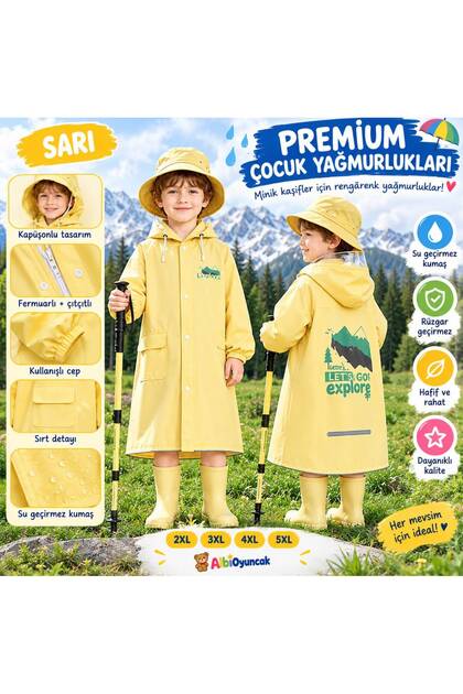 Yeni Desen SARI Çocuk Yağmurluk UNISEX Model