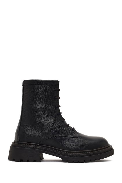 Women's Black Zippered Leather Boots 25Wfd1510Ft