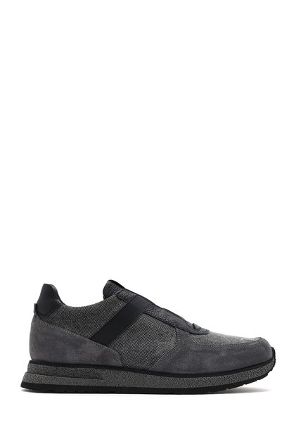Men's Gray Lace-Up Leather Casual Sneaker 25Sfd 795114