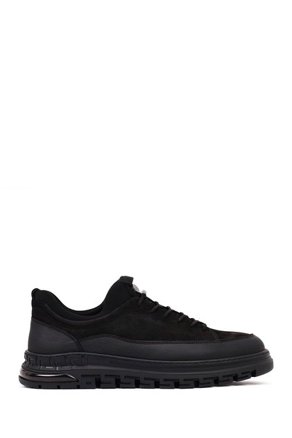 Men's Black Lace-Up Nubuck Leather Casual Shoes 25Wfd6767V3