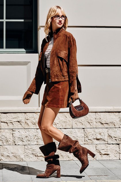 Juliana Women's Brown Short Oversize Suede Leather Jacket 26Wgd570310