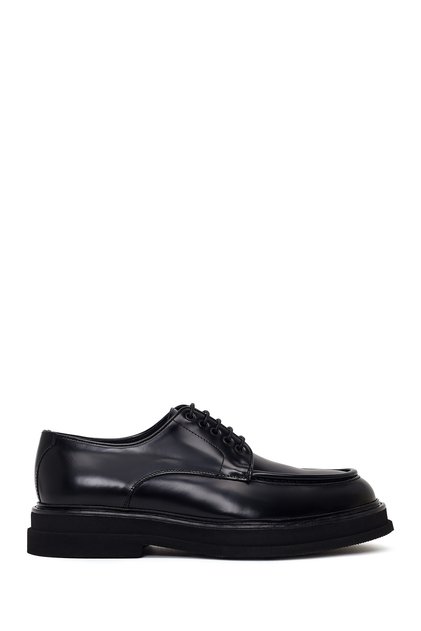 Men's Black Lace-Up Thick-Soled Leather Casual Shoes Wm802005Da
