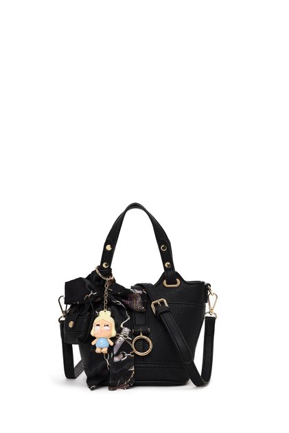 Women's Black Long Strap Mini Shoulder Bag Wb240003Sf