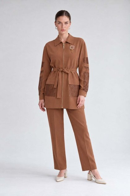 File: Detailed Two-Piece Set, Coffee
