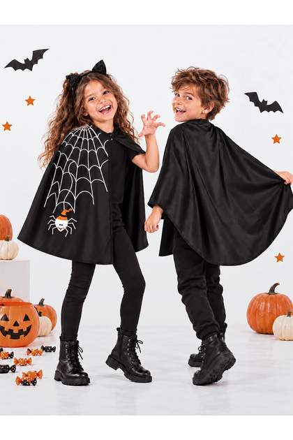 Unisex Kids Halloween Black Cape One Size