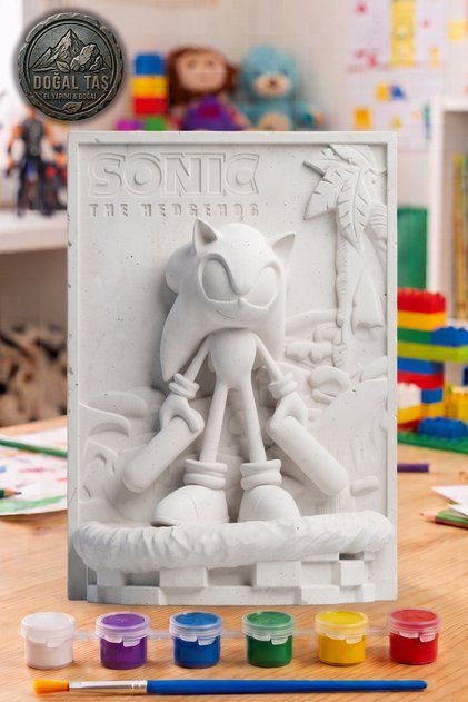 Sonic Figür 15 cm Taş Biblo Çocuk Boyama Etkinliği Boyama Seti