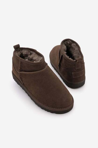 Women's Fur Lined Bitter Brown Casual Boots Pasep Brown Suede