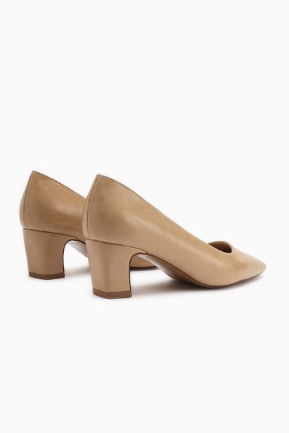 Jelina Beige Thick Heeled Women's Shoes