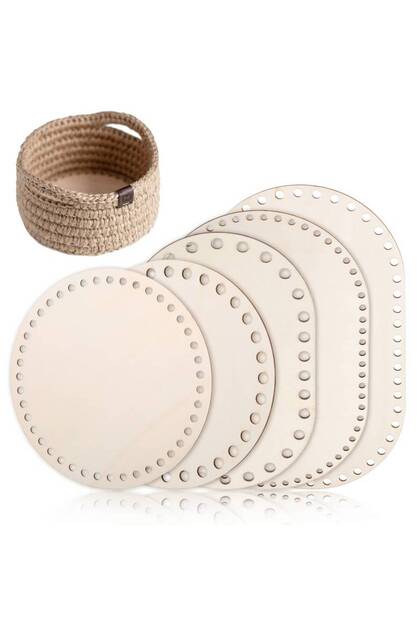 5 PCS 5 PCS Wooden Crochet Basket Bases – DIY Weaving Kit for Home Decor & Craft Projects