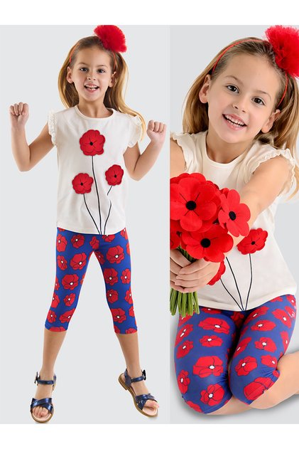 Ruffled Red Ferret Girl's Summer T-Shirt Tights Set
