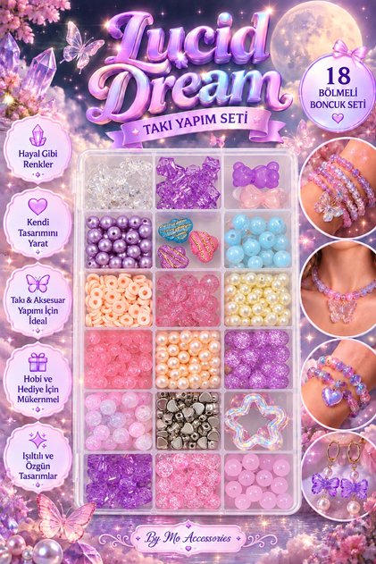 Lucid Dream 18 Compartment Jewelry Making Kit – Pearl, Crystal, and Mixed Beaded Bracelet Necklace Design Kit 💜 🦋 ✨