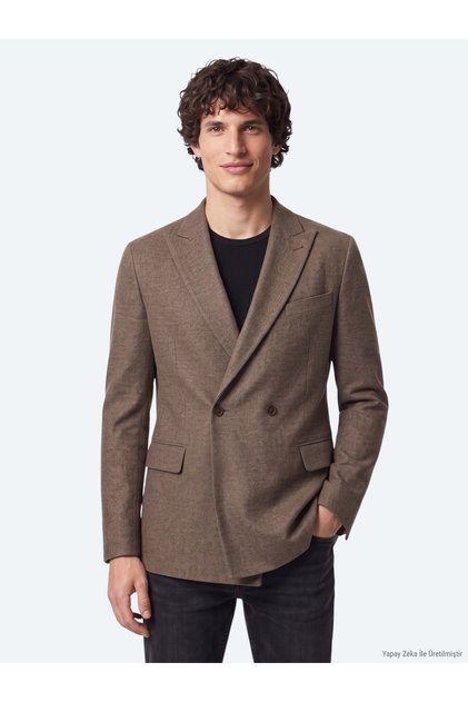 Brown Modern Fit Wool Blend Jacket