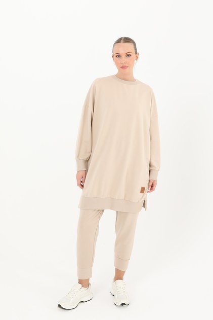 Kadın Basic Tunic - 30644TUN Koyu Bej
