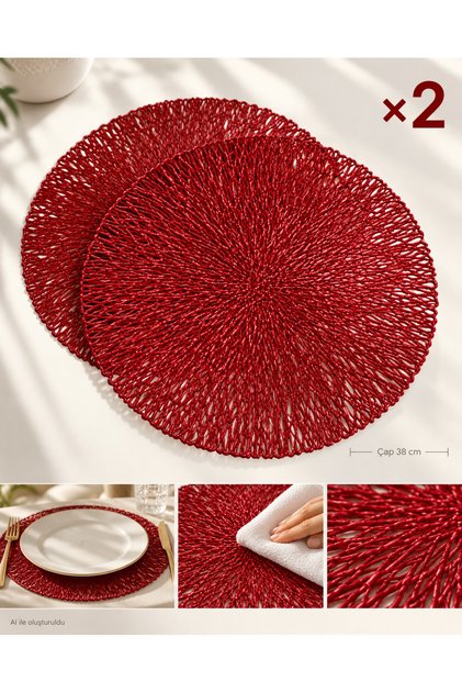 2 Pieces Red Non-Slip Washable Heat Resistant