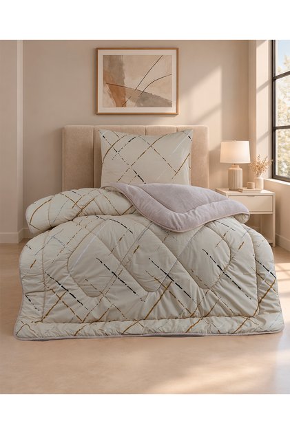 Single-Size Duvet Set, Reversible Plush Welsoft Fleece, Fluffy (Duvet + 1 Pillowcase)