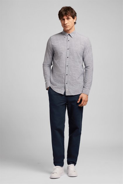 Ellis Men's Regular Fit 100% Cotton Long-Sleeve Shirt, Navy Blue