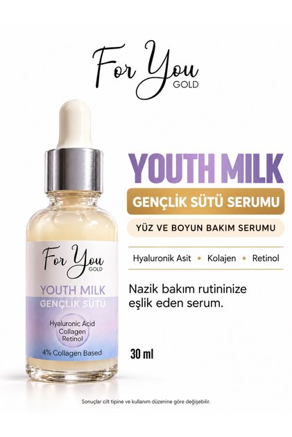 Youth Milk Skin Care Serum, Anti-Aging, Retinol-Collagen-Hyaluronic Acid, 30 ml