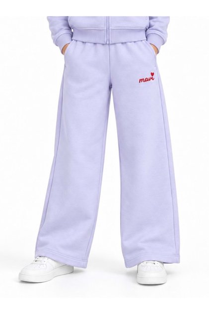 M7010067 Heart Logo Printed Girls' Sweatpants Lila