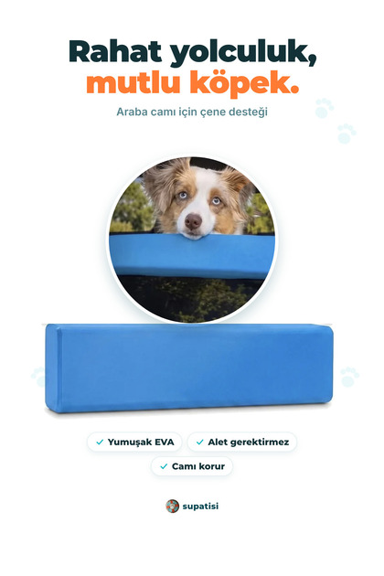 Car Window Chin Rest for Pets - Blue