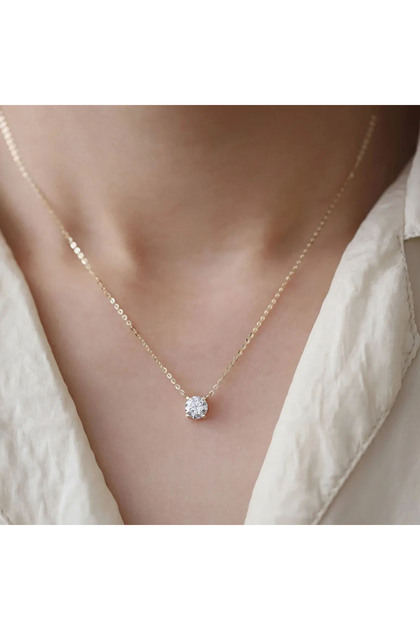 45cm Golden 925 Sterling Silver 18k Gold Plated Necklace Versatile Single Sparkling Zircon Clavicle