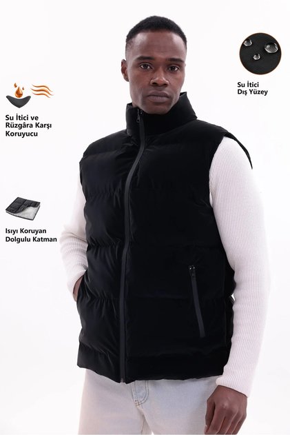 Men's Nova Fabric Puffer Vest with Lightweight Filling, Zippered Pocket, Water-Repellent, Relaxed Fit