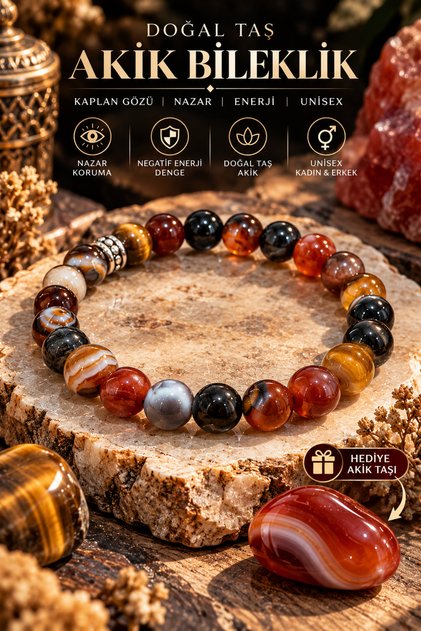 Agate Natural Stone Bracelet 8 mm (Stone Gift) Aa Quality