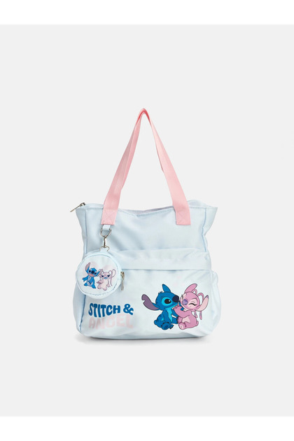 Lcw Accessories Blue Stitch Printed Girl's Shoulder Bag and Wallet