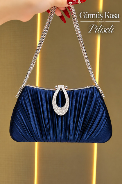 Women's Bag New Model Pleated Evening Dress Bag Pleated Pattern Stylish Bag Silver Case
