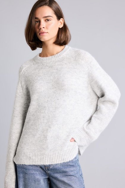 Oversize Bisiklet Yaka Reglan Kol Yün Karışımlı Basic Kazak H2772AX26WN