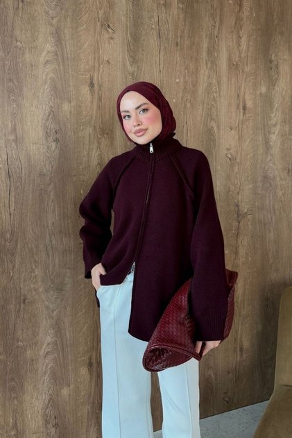 سترة روما بسحّابات باللون البرقوق