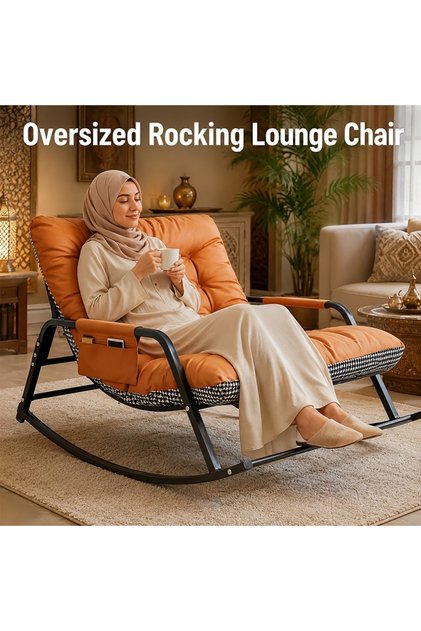 Two-person rocking chair-Indoor and outdoor Rocking Chair, Oversized Rocking Chair with Thick Cushion, Indoor Outdoor Cozy Rocker, 450 lbs Capacity