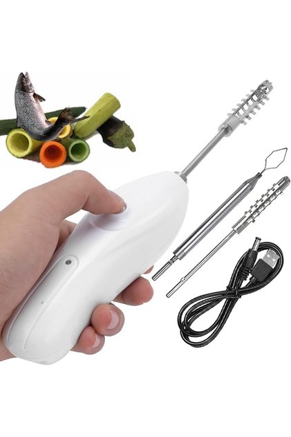 Cordless Vegetable Corer Electric Zucchini Corer with 2 Cutter Heads, Rechargeable Scraping Scale Ma