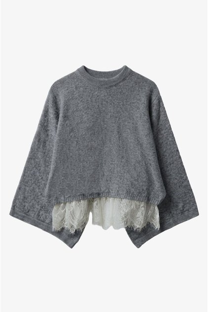 Anthracite Batwing Lace Sweater