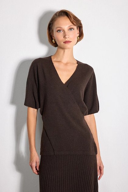 Knot Detailed Double-Breasted Wool Knitwear - Brown
