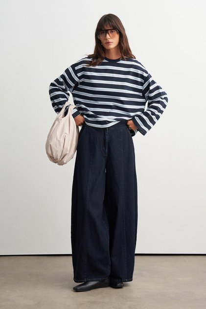 Joan Yüksek Balon Paça Denim Pantolon Lacivert