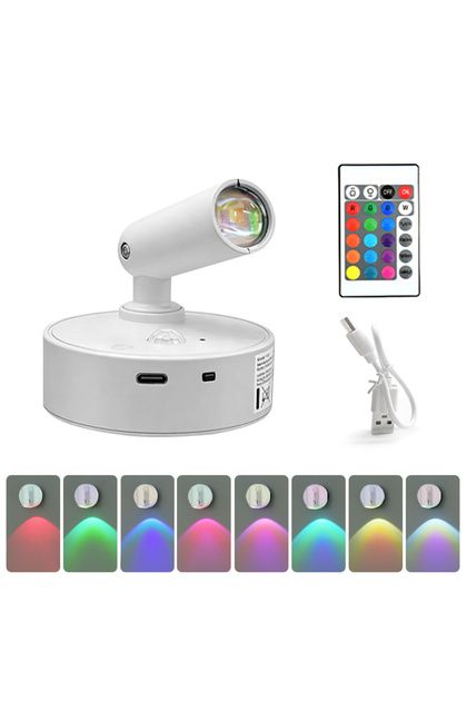 White RGB Adjustable LED Spotlights with Remote Rechargeable Motion Sensor Night Light RGB Bed